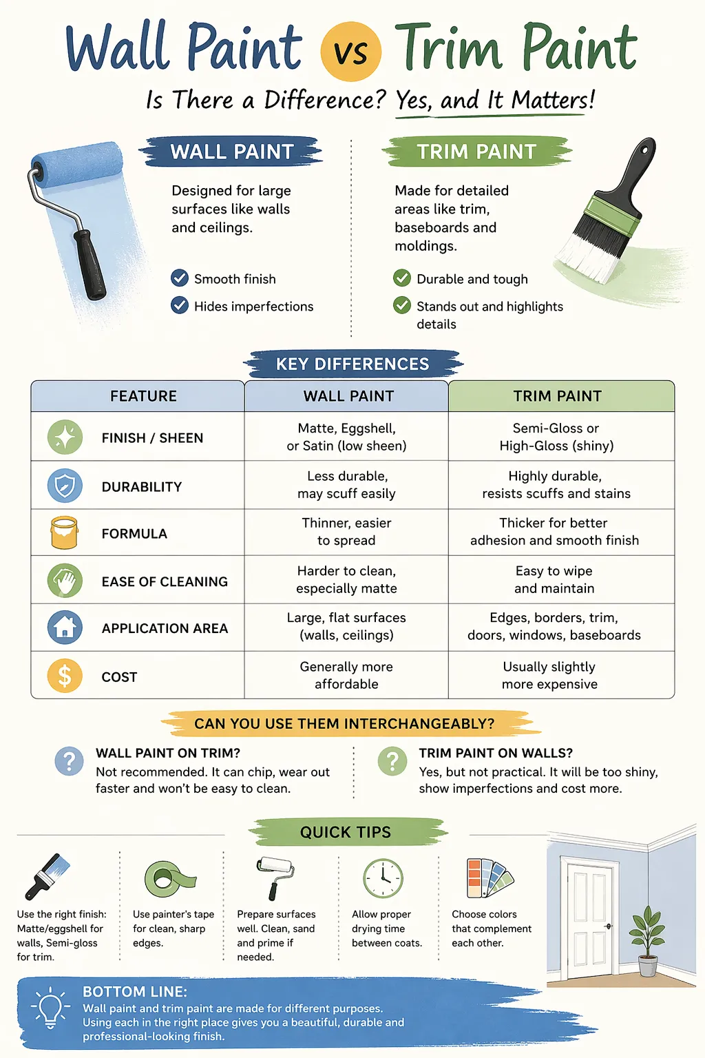 Is there a difference between wall paint and trim paint infographic