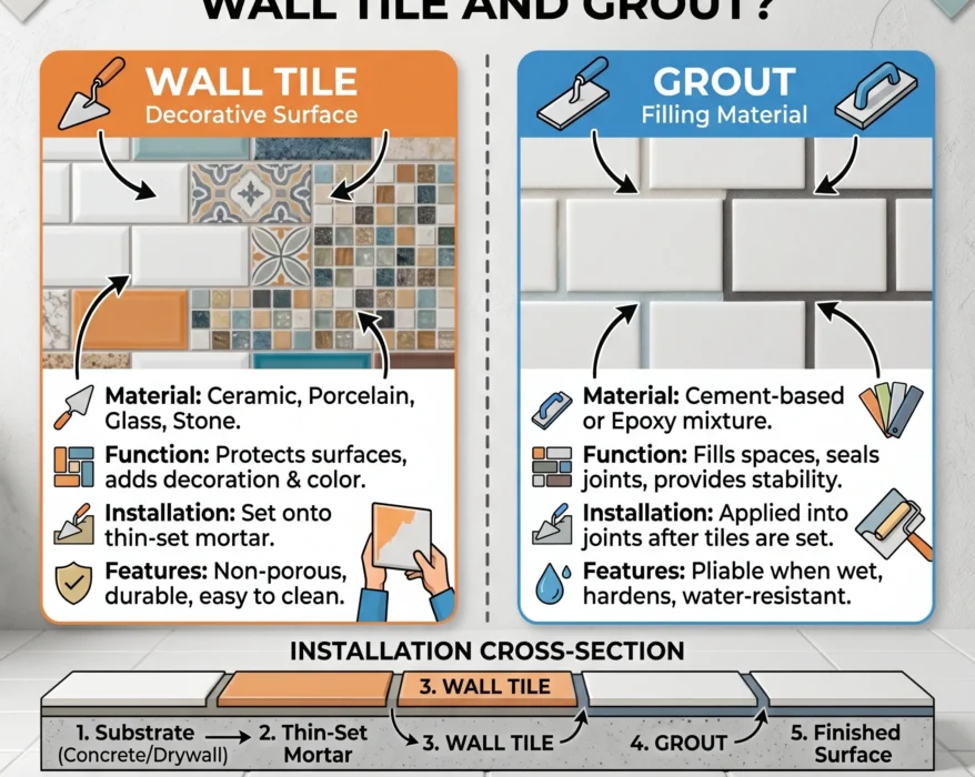 What is the difference between wall tile and grout