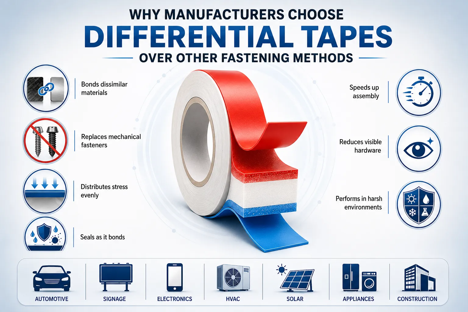 Why Manufacturers Choose Differential Tapes Over Other Fastening Methods