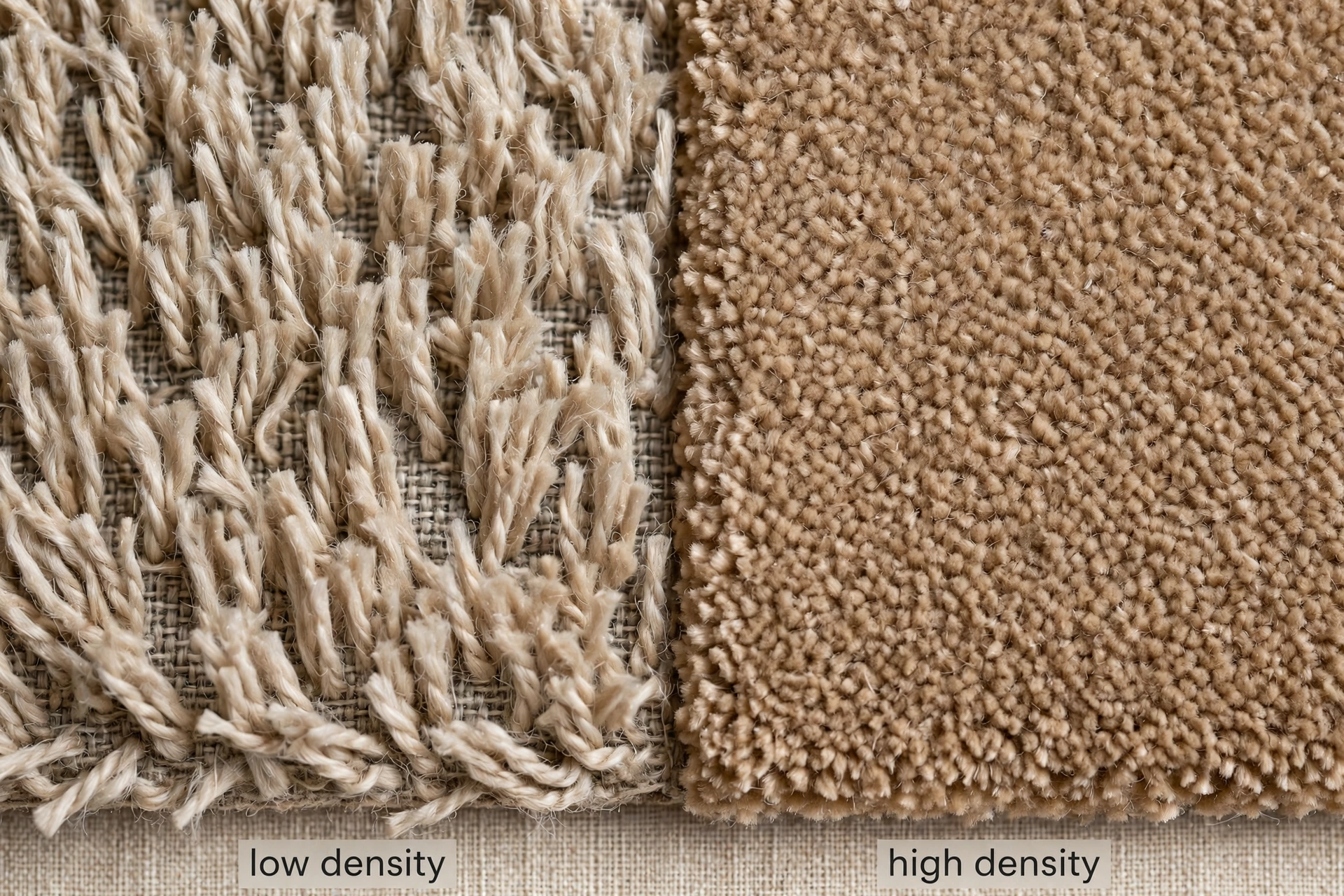 comparison illustration of 40 oz and 60 oz carpet face weight