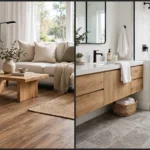 comparison of luxury vinyl plank and luxury vinyl tile flooring in a home