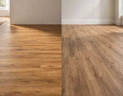 side by side comparison of vinyl flooring and laminate flooring