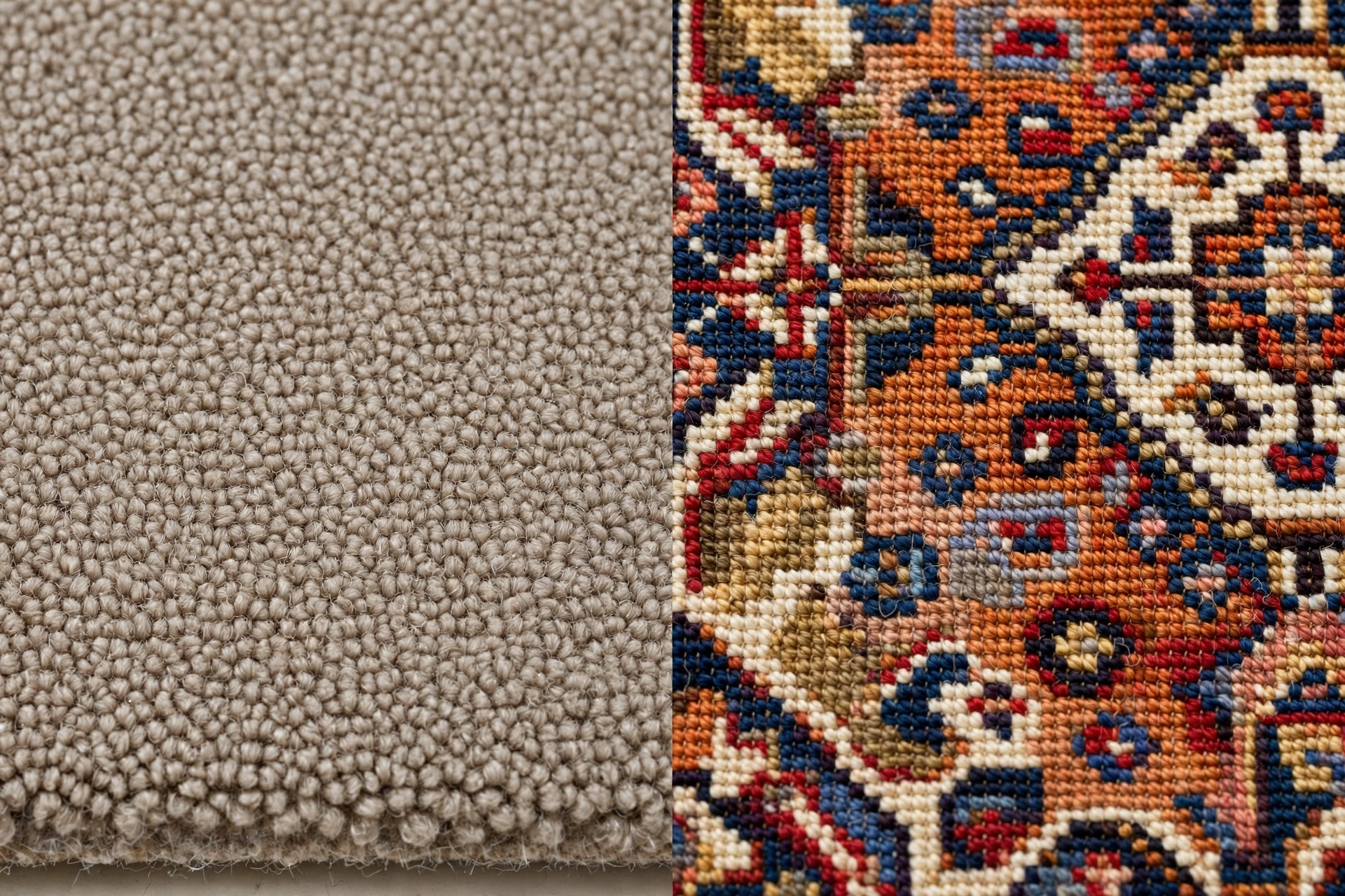 comparison of carpet texture and patterned rug texture
