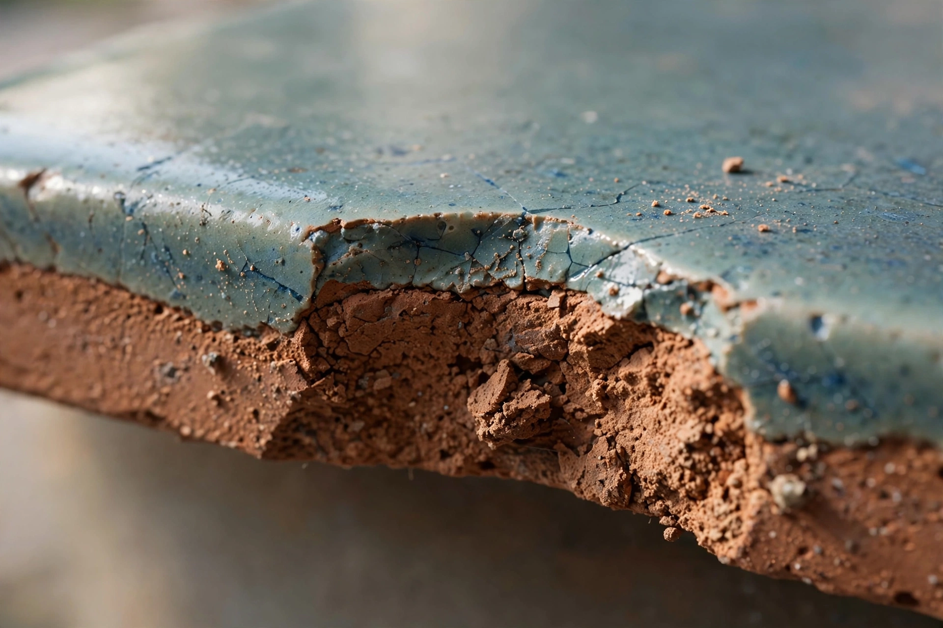 chipped tile edge showing color test for ceramic versus porcelain
