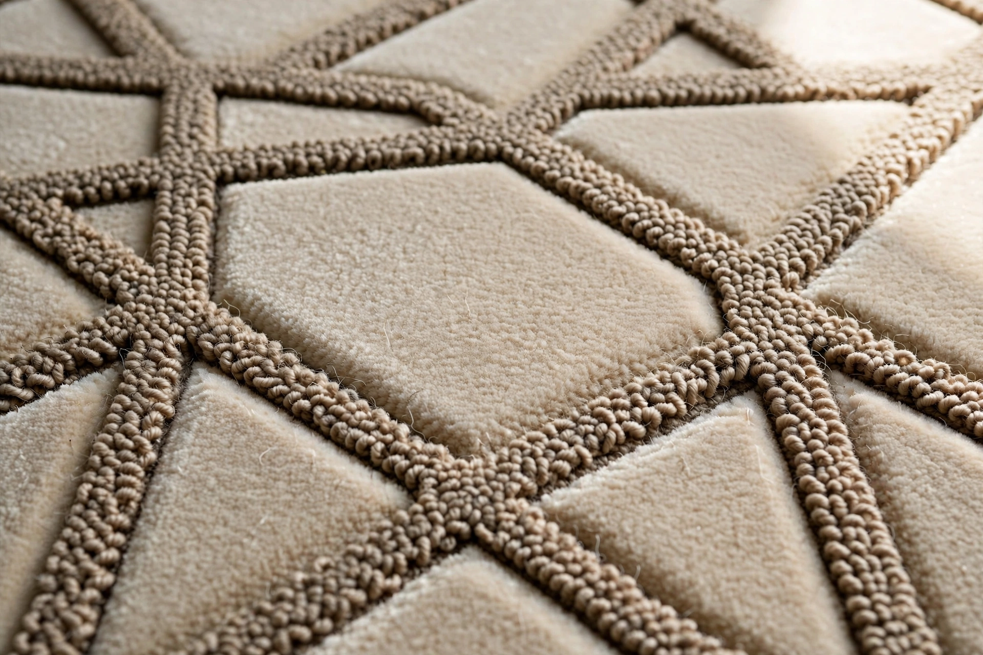 cut and loop hybrid carpet pattern close up