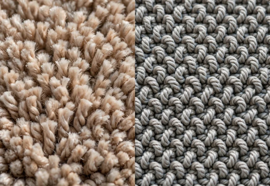 comparison of cut pile and loop pile carpet texture