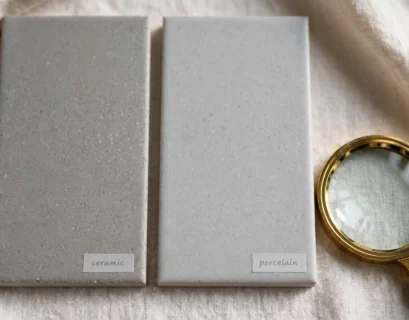 ceramic and porcelain tile samples side by side comparison
