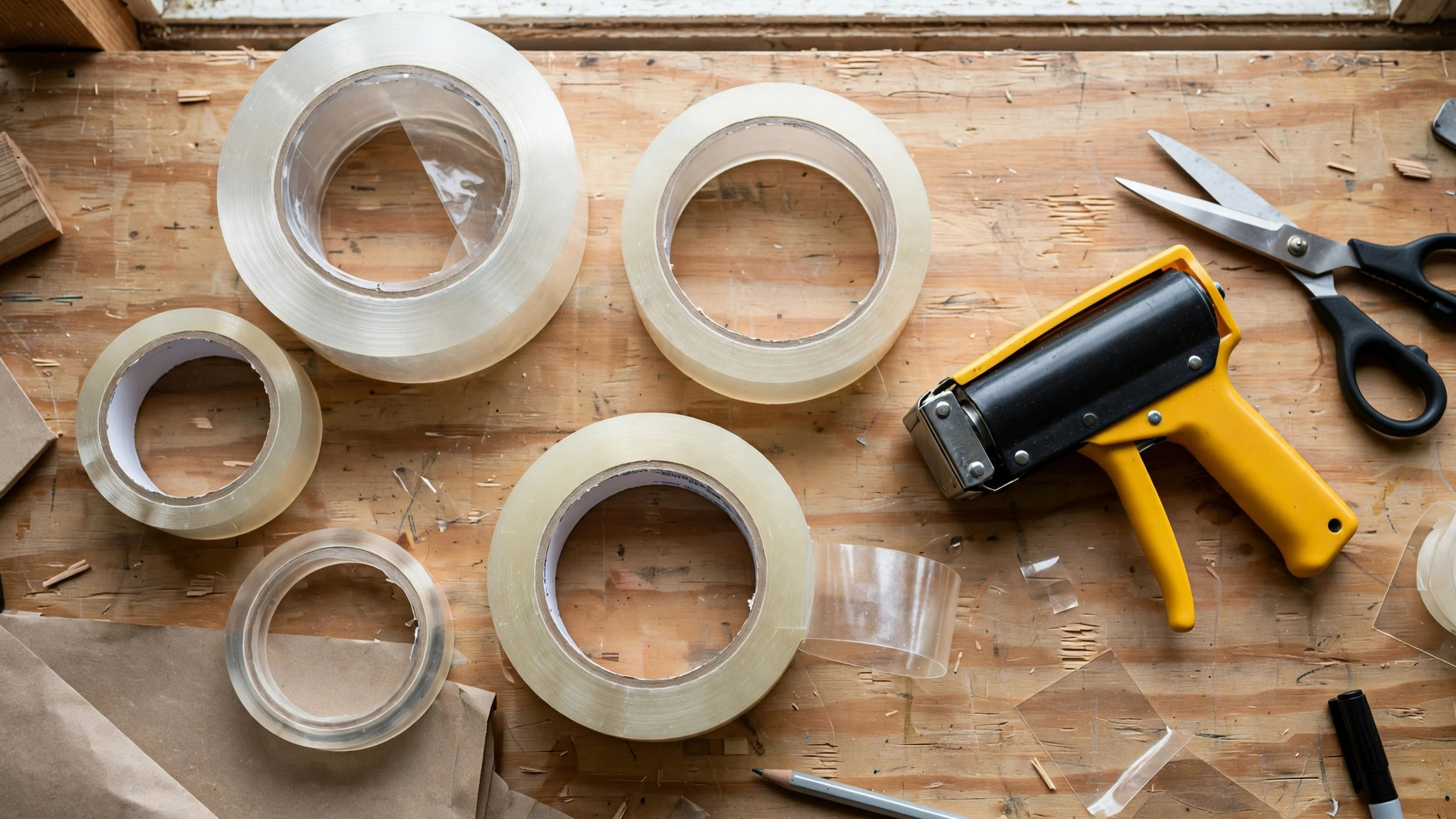 comparison of different types of industrial clear tape rolls
