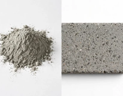 comparison of cement powder and concrete slab with aggregate