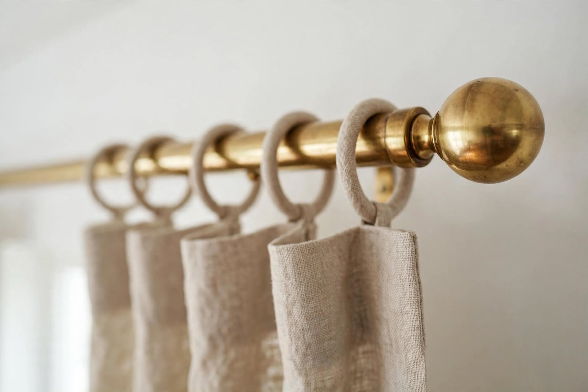 Elegant brass curtain rod with decorative finial