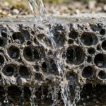 water draining through porous concrete surface